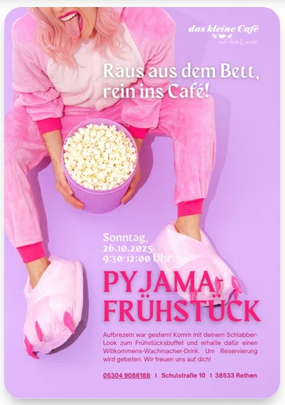 Pyjama-Frühstück @ 38533 Rethen, Das Kleine Café / Schulstr. 10 /